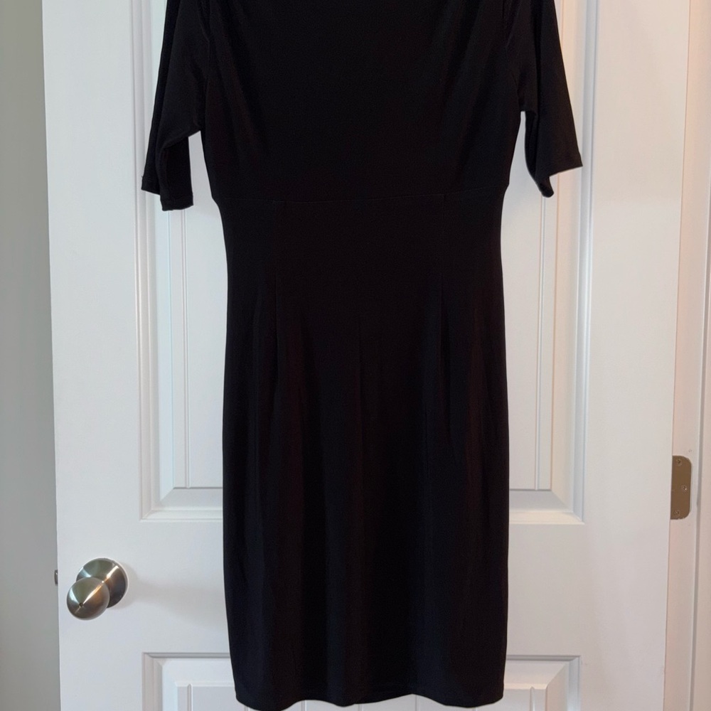 Ralph Lauren Black Cocktail Sheath Dress 3/4 Sleeve